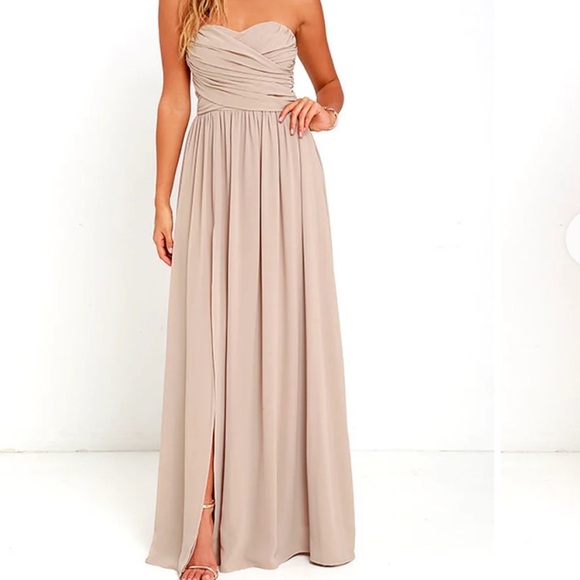 Lulus Dresses & Skirts - NWT Lulu's Moonlight Serenade Maxi Dress Gown in Taupe M